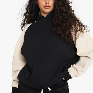 Sudadera con capucha de gran tamaño con manga en contraste de calidad superior, sudadera cálida Flecce antiarrugas transpirable para gimnasio y ropa de calle, sudaderas con capucha para mujer - Product Image 1