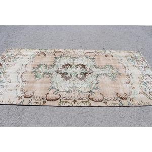 Turkish 4x8.3 ft Rug, Area Vintage Rug, <b>Brown</b> Plants & trees <b>Wool</b> Rug - Product Image 3