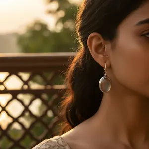 Boucles d'oreilles ovales en pierre pour femmes, en argent 925, cadeau tendance - Product Image 1