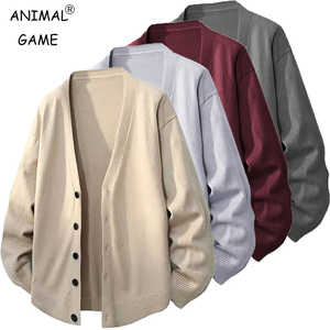 Animal Game Pulls à col en V pour hommes Casual Cold Blouse Knitwear Outdoor Knit Long Solid Pattern Front Streetwear - Product Image 4