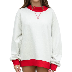 Sudadera universitaria de cuello alto largo de dos tonos con cuello simulado para mujer, logotipo frontal de Otoño/Invierno - Product Image 5