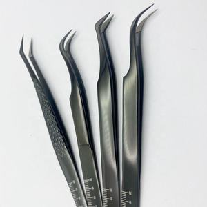 แหนบต่อขนตาโลโก้แบบกำหนดเองพร้อมปลายเส้นใยพลาสม่าสีดำแหนบขนตาปลอมขนาดเล็ก - Product Image 5