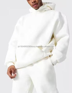 ชุดกีฬาผ้าฝ้าย 2 ชิ้น แบบปรับแต่งได้ สำหรับผู้ชายและผู้หญิง เสื้อฮู้ดและกางเกงขายาวสำหรับฤดูหนาว สีดำ - Product Image 6