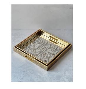 Plateau de service à salade en bois naturel rond le plus vendu plateau de miroir décoratif de Table d'hôtel moderne personnalisé pour la décoration intérieure - Product Image 4