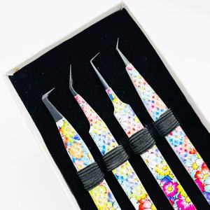 Pinzas profesionales de Extensión de pestañas de volumen de Punta puntiaguda de acero inoxidable sólido probadas a mano garantía de calidad recubiertas de papel - Product Image 1