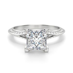 Princess Cut Diamond Knife <b>Edge</b> Split Shank Anniversary Ring for Women - Product Image 2