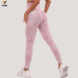 Vente en gros de pantalons de sport de compression à séchage rapide pour femmes, taille haute, leggings d'entraînement de yoga, fitness, sans couture - Product Image 4