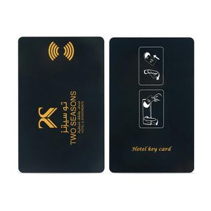 Tarjeta de llave de lámina de PVC negra personalizada para Mifare, Chip RFID ultraligero, artesanía dorada para habitaciones de Hotel, comunicación NFC de frecuencia de 13,56 MHz - Product Image 3