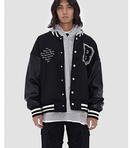 Chaquetas de alta calidad para hombre, chaqueta universitaria de béisbol bordada con estampado personalizado al por mayor - Product Image 3