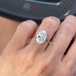 เพชรทรงรี 5 กะรัต แบบโซลิแทร์ ผลิตในห้องปฏิบัติการ สำหรับผู้หญิง ทอง 14K 18K ความใส VVS สี F ได้รับการรับรองจาก IGI ทันสมัย ขายส่ง - Product Image 1