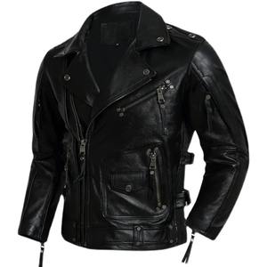 Lona de cuero genuino Slim Fit hombres cremallera solapa impermeable transpirable Retro Casual Otoño Invierno chaqueta negro rojo marrón 1 pieza - Product Image 6