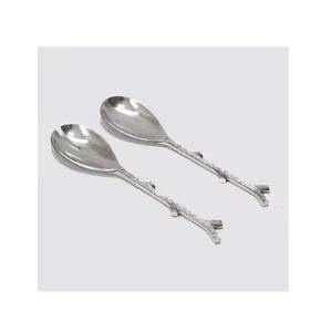 Serveur à salade en acier inoxydable poli brillant, design moderne, cuillère à salade et serveur à salade en métal poli de haute qualité - Product Image 2