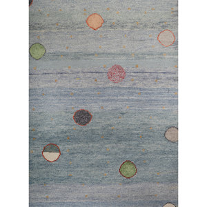 Alfombra de Lana y Seda Anudada a Mano Freedom Manchaha Azul, Rectangular 9x12, Diseño Abstracto de Rompecabezas para Pasillo, Uso Doméstico para Adolescentes - Lub-83 - Product Image 3