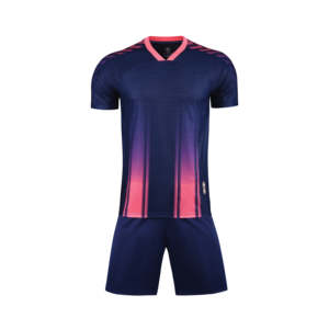 Conjunto de Uniforme de Fútbol Personalizado de Alta Calidad, Transpirable, 100% Poliéster, Jersey con Cuello en V, Pantalones Cortos, Impresión Digital con Nombre y Número del Equipo, Unisex - Product Image 1