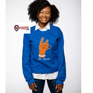 Women's Customized Crewneck <b>Long</b> <b>Sleeve</b> Winter <b>Blue</b> Sorority Zeta Phi Beta Front Your Own Name Number Chenille 100% Cotton - Product Image 1