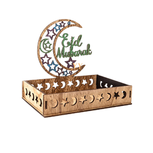Islamic Design <b>White</b> Color Dessert Serving Tray In Wooden Rectangular Shape <b>Chocolate</b> Ramadan Tray At Affordable Prices - Product Image 4