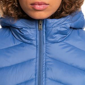 Chaqueta acolchada azul cielo para mujer de calidad superior 2025 diseño de moda largo y brillante con tela estampada con relleno de algodón - Product Image 2