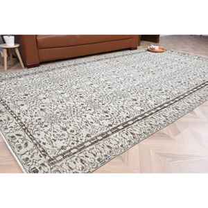 Alfombra Turca Vintage de 5.6x9.8 pies (171x298 cm), Alfombra Blanca con Diseño de Camuflaje - Product Image 1