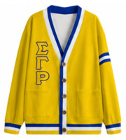 Neues Design Sigma Gamma Rho Trikot Sorority Stehkragen Bestickte Knopfleiste Streifenmuster Wollgefüttert Winter College