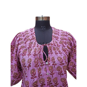 Short trapèze en coton unisexe Kurtis tunique indienne à imprimé bloc bohème pour femme, top d'été, chemises légères, silhouette moulante - Product Image 3