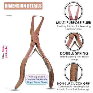 Professional hair <b>extensions</b> tools <b>Micro</b> Ring Bead Remover Pliers rose gold kit Human Hair <b>Extensions</b> Polished Custom Label - Product Image 3