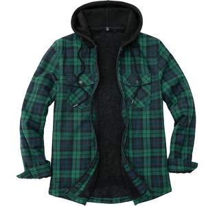 Custom Hooded Flannel <b>Check</b> <b>Shirt</b> for Men Thermal Sherpa <b>Fleece</b> <b>Lined</b> Flannel Hoodies Button Down Long Sleeve and Plaid <b>Shirt</b> - Product Image 5