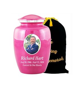 Urnes de crémation avec photo personnalisée pour cendres adultes Urnes funéraires personnalisées pour cendres humaines fabriquées à la main taille personnalisée rose - Product Image 1
