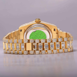 Premium abordable étincelant énorme cadran mécanique lunette réglage glacé montres de luxe en diamants naturels pour hommes - Product Image 4