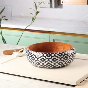 ชามสลัดไม้มะม่วงแบบพรีเมี่ยมชุด2ช้อนห้องครัวธรรมชาติเพื่อความบันเทิงเซิร์ฟเวอร์ไม้ผลิตภัณฑ์ตกแต่งบ้านพิมพ์เคลือบ - Product Image 4