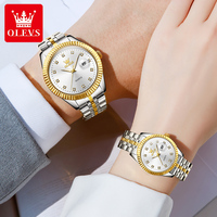 OLEVS 5526 Couple Watches Top Brand Original Quartz Wristwatch Waterproof Luminous Diamond Scale Magnifier Man and Women Watch