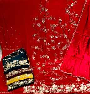 Costumes modernes en organza de soie non cousue brodés à la main modèle fantaisie fête de mariage indien pakistanais longue impression Salwar - Product Image 1