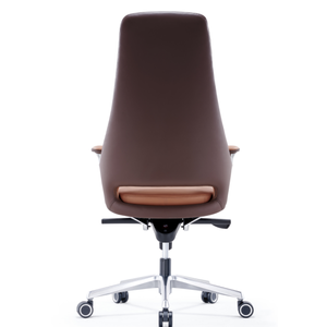 Sedia Direzionale Contemporanea in Ecopelle Marrone con Poggiatesta Regolabile e Design Sollevabile per Ufficio Domestico, Stile Moderno con Base in Metallo Cromato - Product Image 3