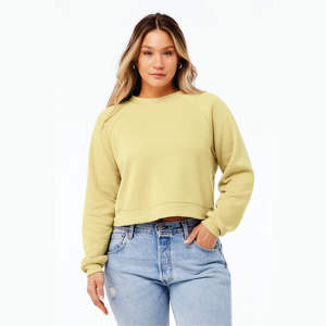 Cuello encuadernado 52% Airlume peinado y algodón hilado en anillo 48% Poly Fleece French Vanilla Womens Raglan Sleeve Pullover - Product Image 1
