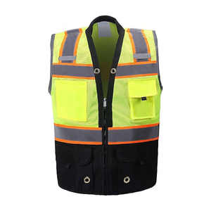 Gilets de chantier de haute visibilité en tissu rembourré de qualité avec 8 poches et fermeture éclair sur le devant - Product Image 1