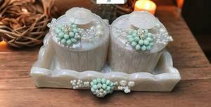 Tadebyd Plateau en résine avec pot en acrylique pour fruits secs, collations décoratives, plateau de service, stockage, bocaux en acrylique - Product Image 5