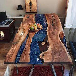 Mesa de Comedor con Incrustaciones de Resina Hecha a Mano, la Más Vendida, para el Comedor Familiar, Disponible a Precio de Mayoreo - Product Image 1