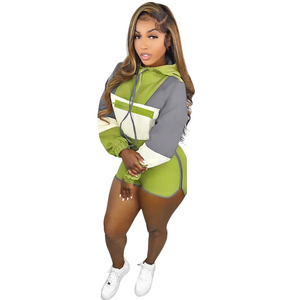 Conjunto de Dos Piezas Extra Grande de Alta Calidad para Mujer, Ropa Personalizada con Hombros Caídos, Sudadera de Manga Larga y Pantalones Cortos - Product Image 2