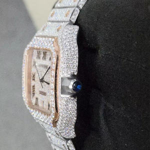 Reloj Automático de Lujo con Incrustaciones de Diamantes Moissanite, Acero Inoxidable, Cuadrado, 40 mm, con Esfera de Cristal, Diseño Hip Hop Personalizado - Product Image 3