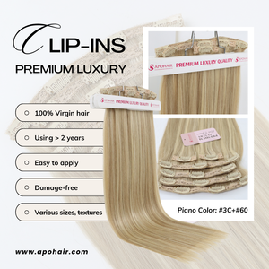 Extensiones de cabello humano liso virgen vietnamita de lujo de primera calidad sin químicos Clip-In Highlight Color Light Shade - Product Image 1