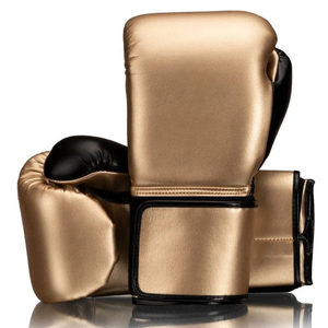 Gants de boxe en cuir doré avec fermeture à lacets pour adultes de 14 ans et plus, design à doigts entiers - Product Image 2