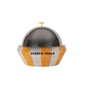 Set Of Three Mother Of Pearl Hotpot Excellent Quality Handmade Casserole Round shape <b>Royal</b> Dinnerware Luxury Meta Food Warmer - Product Image 3