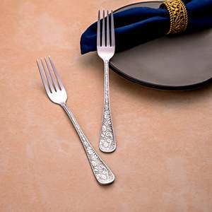 Lustre Bloom <b>Small</b> Silver Metal Forks Set of 2-Fruit Dessert Coffee <b>Spoon</b> Tableware - Product Image 2
