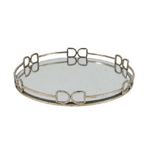 Plateau de nourriture en aluminium et verre de taille personnalisée de conception classique forme ronde pour plateau de service de nourriture de thé et de café fabriqué en Inde - Product Image 4