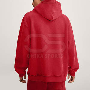 Sweat à capuche délavé à l'acide en coton mélangé pour hommes, style streetwear vintage avec poche kangourou et capuche - Product Image 3