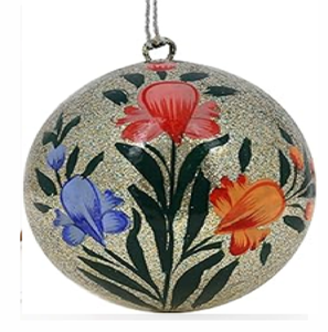 Boule de Noël élégante en papier mâché, motif floral complexe, artisanat traditionnel, décors festifs, disponible au prix de gros - Product Image 4