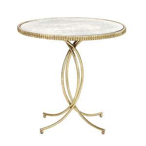 Table d'appoint ronde élégante en or avec base artistique incurvée pour un style de salon moderne et luxueux - Product Image 1