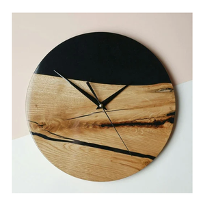 นาฬิกาติดผนังทำจากไม้และเรซิ่นสั่งทำสินค้าใหม่ของตกแต่งบ้านนาฬิกาเรซินแบบเรียบง่ายทันสมัยและติดผนังไม้ - Product Image 2