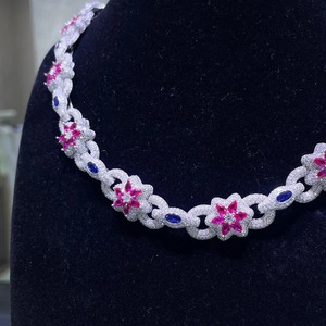 Premium VVS Moissanite Diamant 925 En Argent Sterling Glacé Hip Hop Fleur Collier Chaîne De Mode De Luxe Bling Bijoux Pour Les Femmes - Product Image 5