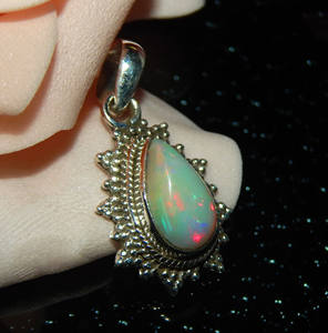 Dijes de Plata de Ley 925 con Ópalo de Fuego Etíope, Chapado en Oro Rodio Vintage, para Mujer, Aniversario, Cantidad al por Mayor - Product Image 3