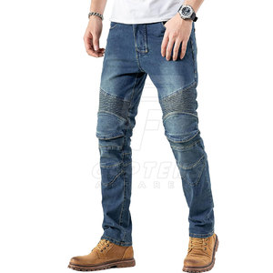 Algodón hecho Slim Fit Moto Jeans Pantalones Protección Desgaste En stock Hombres Moto Jeans Pantalones - Product Image 4